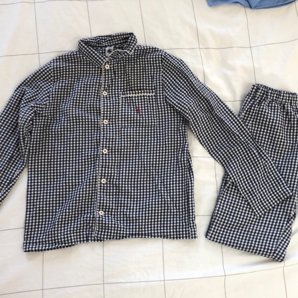 Petit Bateau Plaid pajama set 10 years